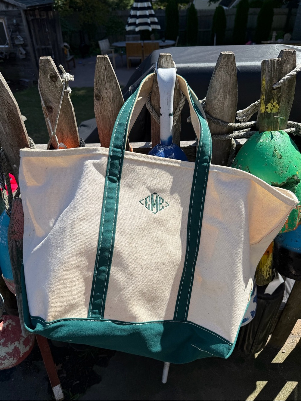 Vintage L.L. Bean Boat and Tote Bag with Monogram